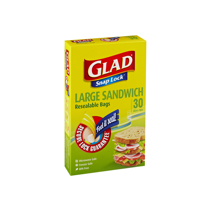 Glad® Snap Lock® Reseal Bags – Sandwich Large 30pk