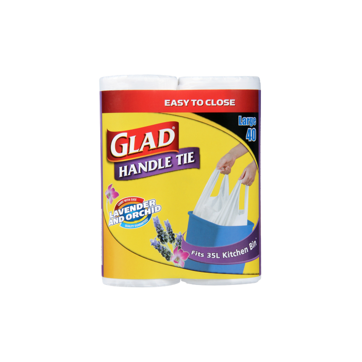 Glad® Handle Tie® Bags Kitchen Tidy Twin Large Lavender 40pk