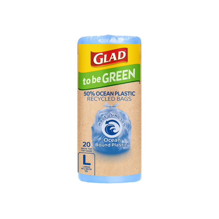 Glad to be Green 50% Ocean Bound Plastic Recycled Kitchen Tidy Bags Large 20pk