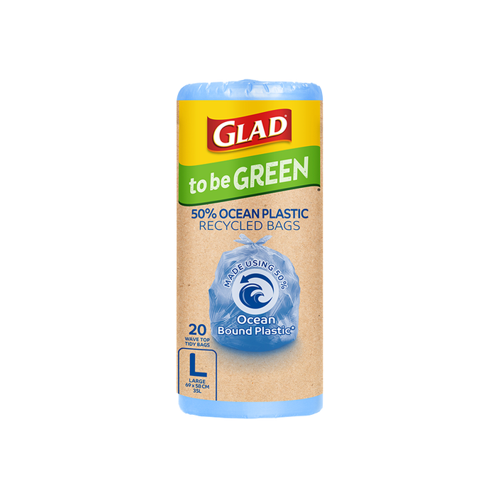 Glad to be Green 50% Ocean Bound Plastic Recycled Kitchen Tidy Bags Large 20pk